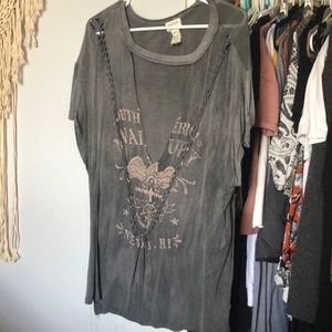 V neck band tee